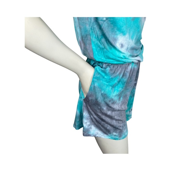 Reb. in J. 220 Womens Tye Dye Romper With Pockets Medium Multicolor Made In USA - Picture 8 of 10